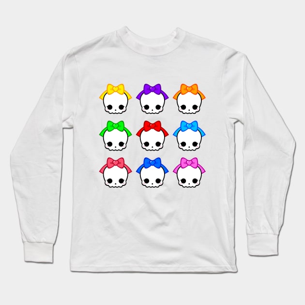 Cute Skulls with Bows Long Sleeve T-Shirt by alien3287